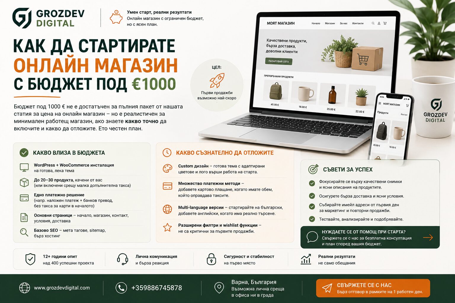 Как да стартирате онлайн магазин с бюджет под €1000