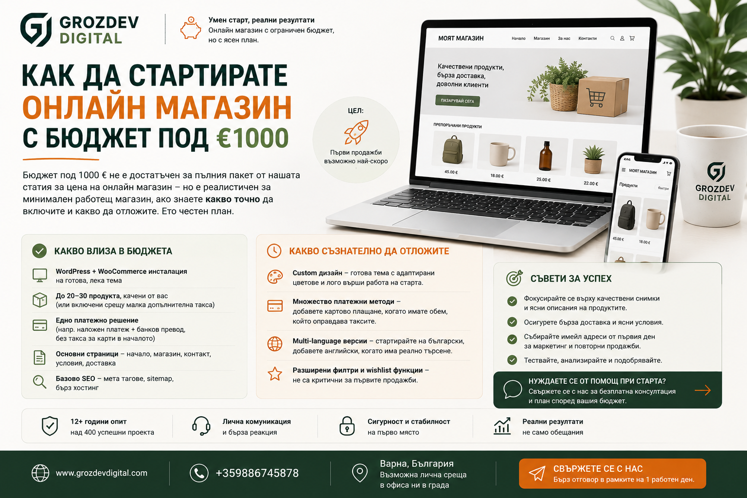 Как да стартирате онлайн магазин с бюджет под €1000